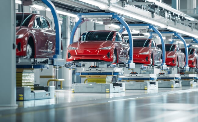 Ev,Production,Line,On,Advanced,Automated,Smart,Factory.,High,Performance