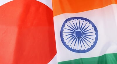 Flags,Of,Japan,And,India,Displayed,Together,During,A,Cultural