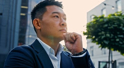 Dreaming,Alone,Thinking,Pensive,40s,Asian,Korean,Man,Puzzled,Confused