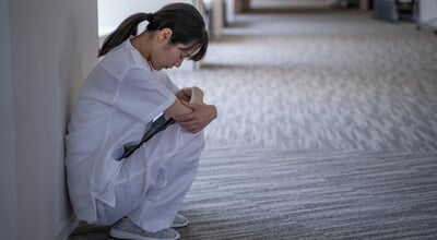 A,Depressed,Nurse,At,The,Hospital.