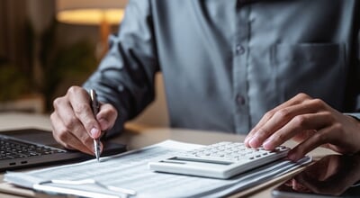 Using,Calculator,Calculating,Budget.,Finance,Calculating,Tax.,Money,Cost,Planning.