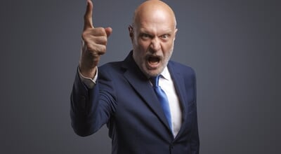 Angry,Boss,Shouting,At,Camera,,He,Is,Scolding,An,Employee