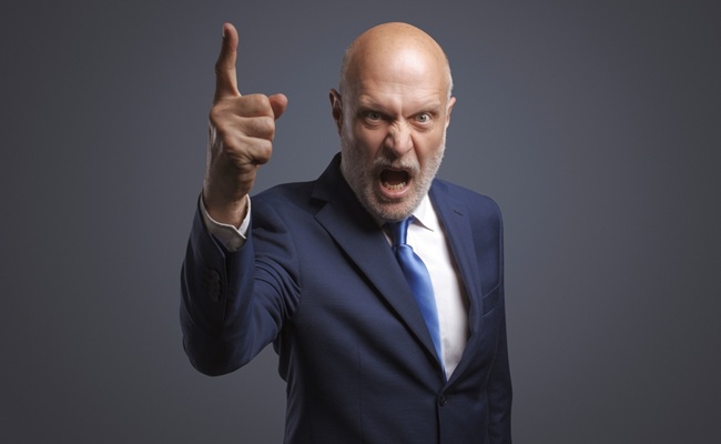 Angry,Boss,Shouting,At,Camera,,He,Is,Scolding,An,Employee