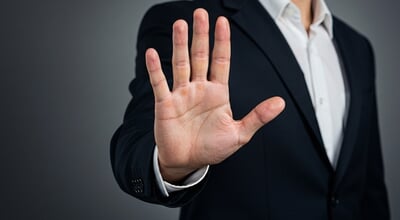 Businessman,Showing,Stop,Hand,Gesture,,Concept,Of,Denial,,Saying,No,