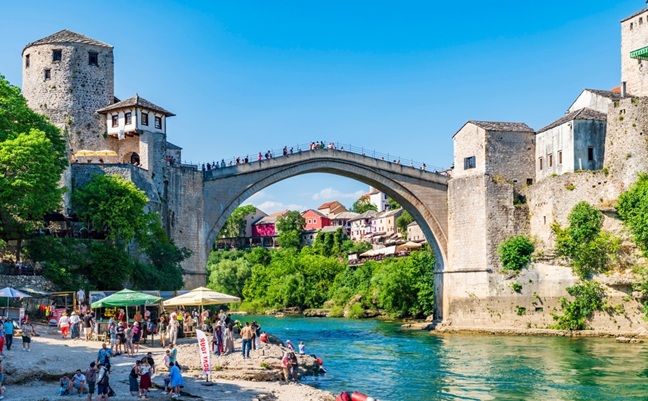 Mostar,,Bosnia-herzegovina,-,June,07,,2025:,People,Walk,Through,The