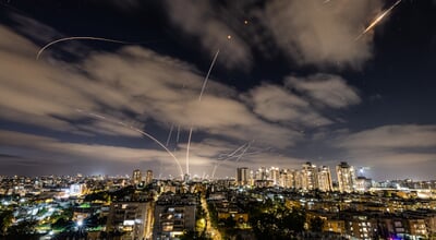 Rocket,Attack,On,Tel,Aviv.,The,Iron,Dome,At,Work.