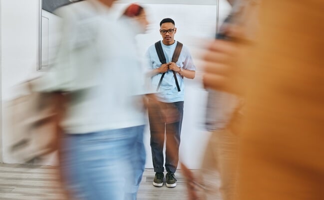 Bullying,,Depression,And,Sad,University,Student,,Black,Man,And,Mental