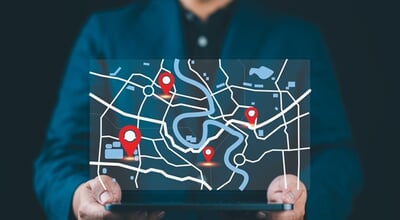 Gps,Location,System.,Businessman,Marks,Location,Points,And,Search,Addresses