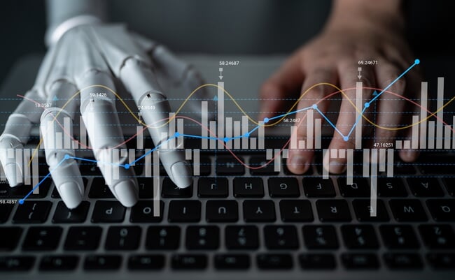 A,Striking,Visual,Depicts,A,Human,Hand,And,A,Robotic