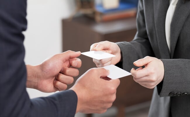 Business,People,Exchanging,Business,Cards