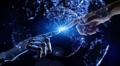 Human,And,Robotic,Hand,Connection,Symbolizing,Digital,Transformation,And,Ai