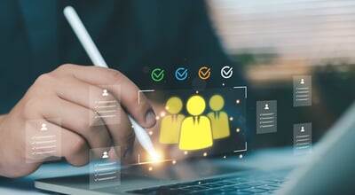 Business,Professional,Selecting,Team,Members,On,Laptop,With,Digital,Checklist