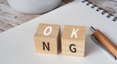 Wooden,Blocks,With,"ok,Ng",Text,Of,Concept,,A,Pen,