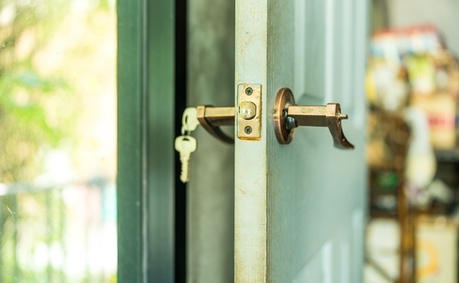 Modern,Wood,Door,To,Apartment,,Door,Slightly,Open