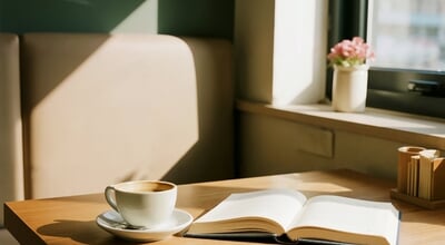 A,Tranquil,Cafe,Interior,Bathed,In,Warm,Morning,Light,,With