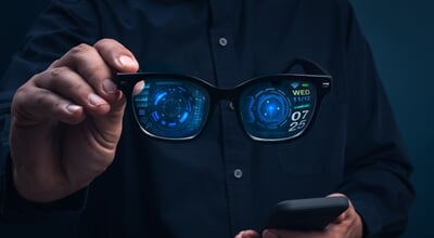Smart,Glasses,With,Augmented,Reality,Interface,Showing,Digital,Data,And