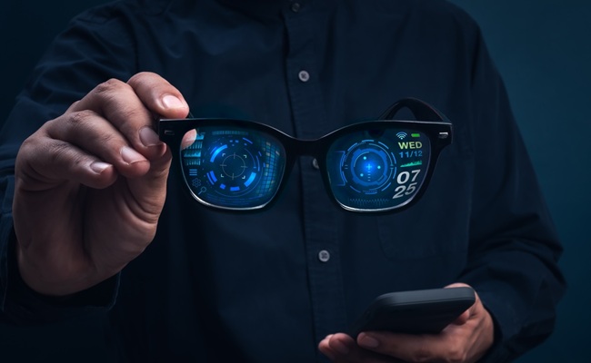Smart,Glasses,With,Augmented,Reality,Interface,Showing,Digital,Data,And