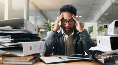 Stress,,Workload,And,Businessman,In,Office,With,Fatigue,,Burnout,And