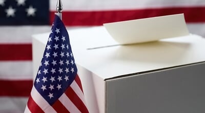 Usa,Voting,Ballot,Box,With,American,Flag